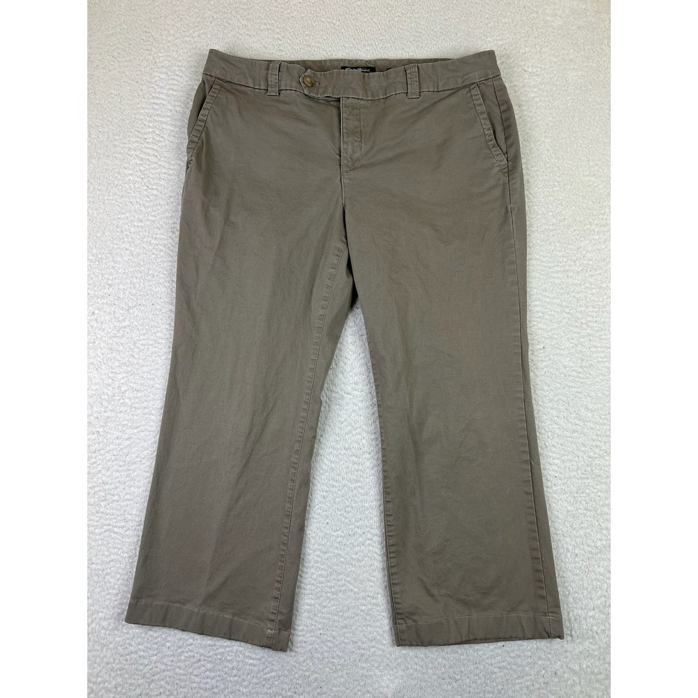 Eddie Bauer Pants Womens 14 Short Brown Stretch Mercer 117 Chino Casual Career